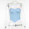 Women's Fashion Bust Cups Faux Denim Tube Top Spice Girl Girdle Waist Show Bust Top