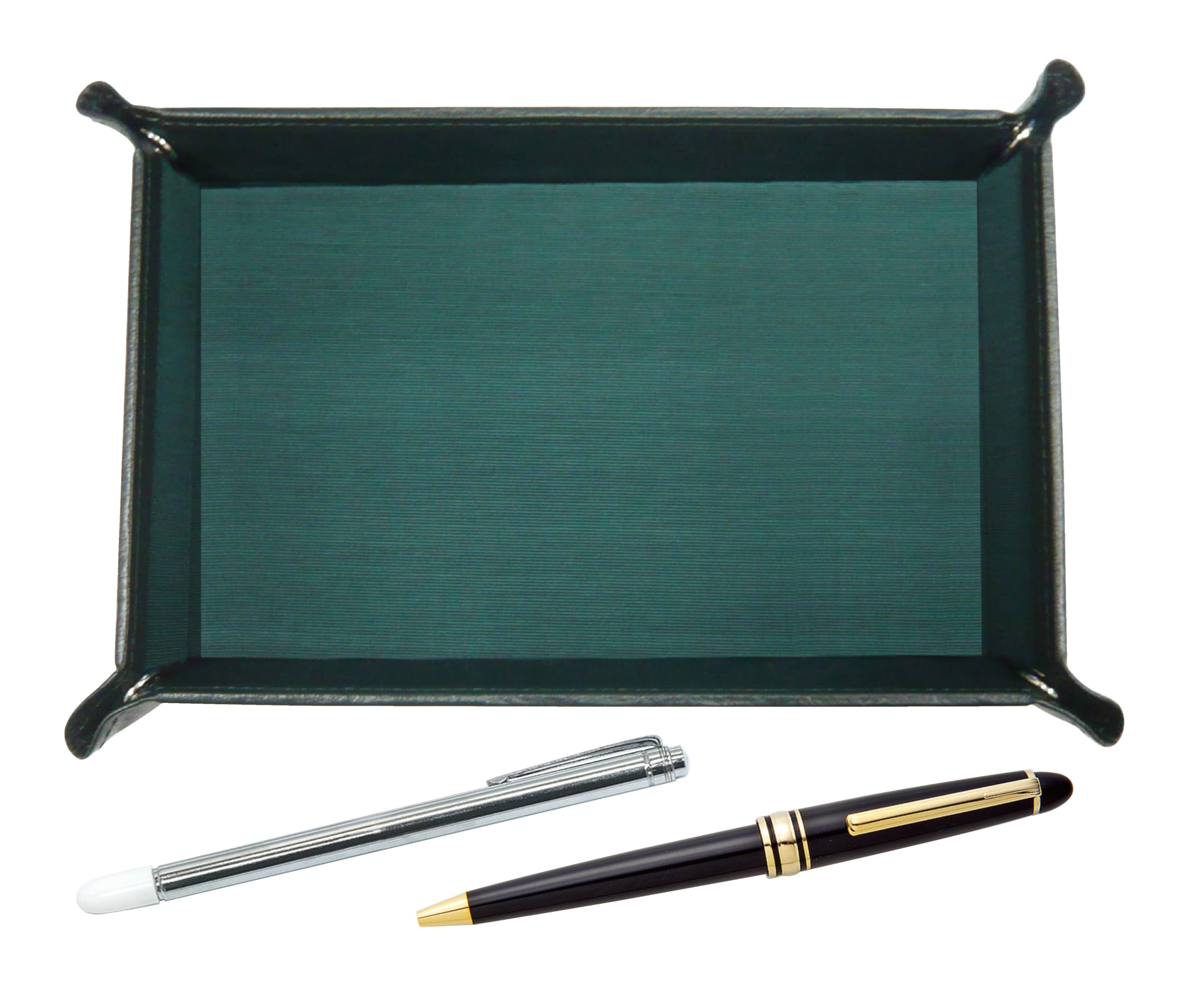 

Made in Japan Moss Green Cowhide Leather Pen Tray with Metal Pointer and Metal Ring Cap Retro Pen Set Slide-type TRAMG-701S-8838B