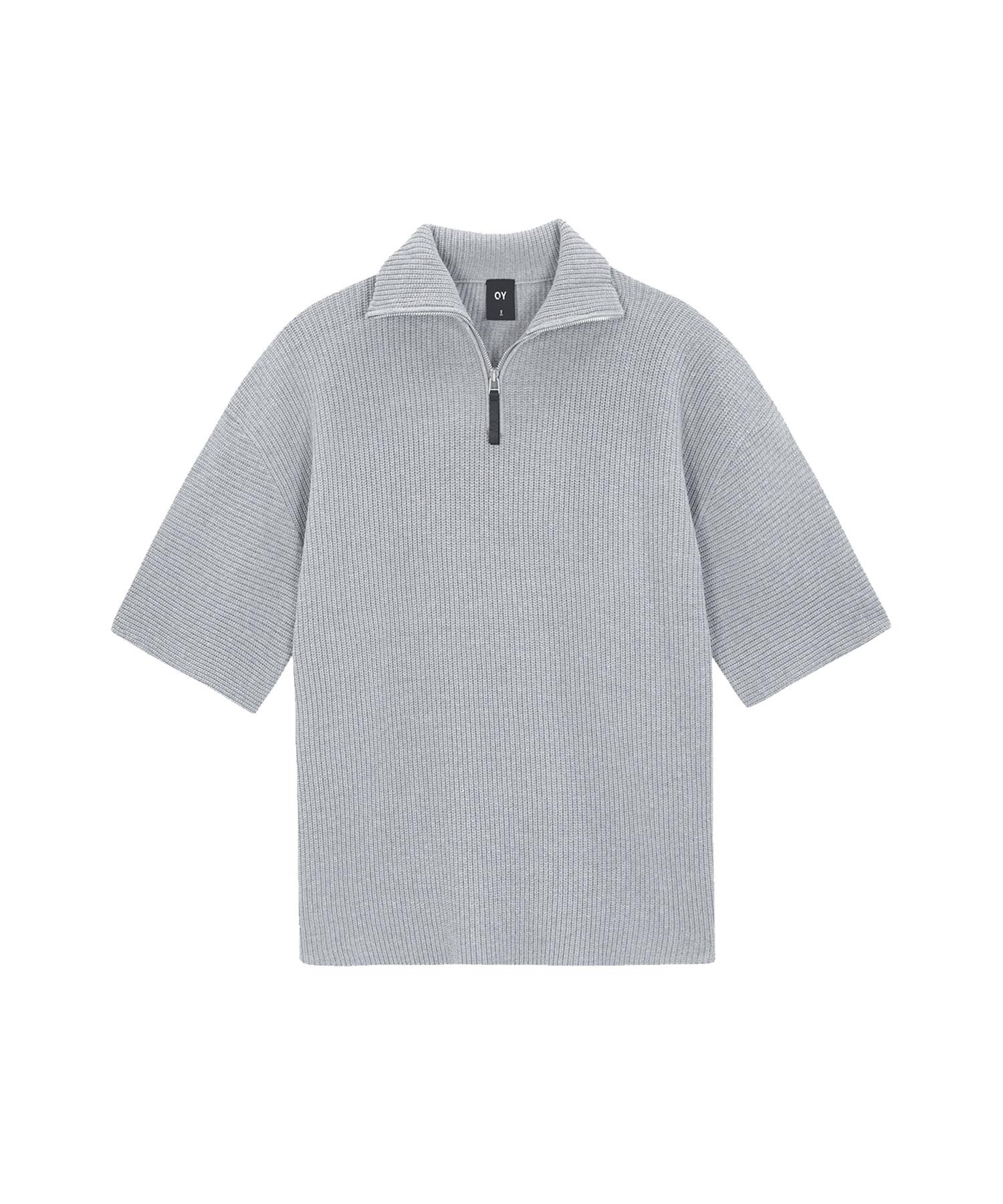 Oy Logo Zipper Turtleneck Half Knit - Grey Gray/1Size