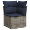 8 Piece Garden Sofa Set with Cushions In Gray and Navy Blue Poly Rattan