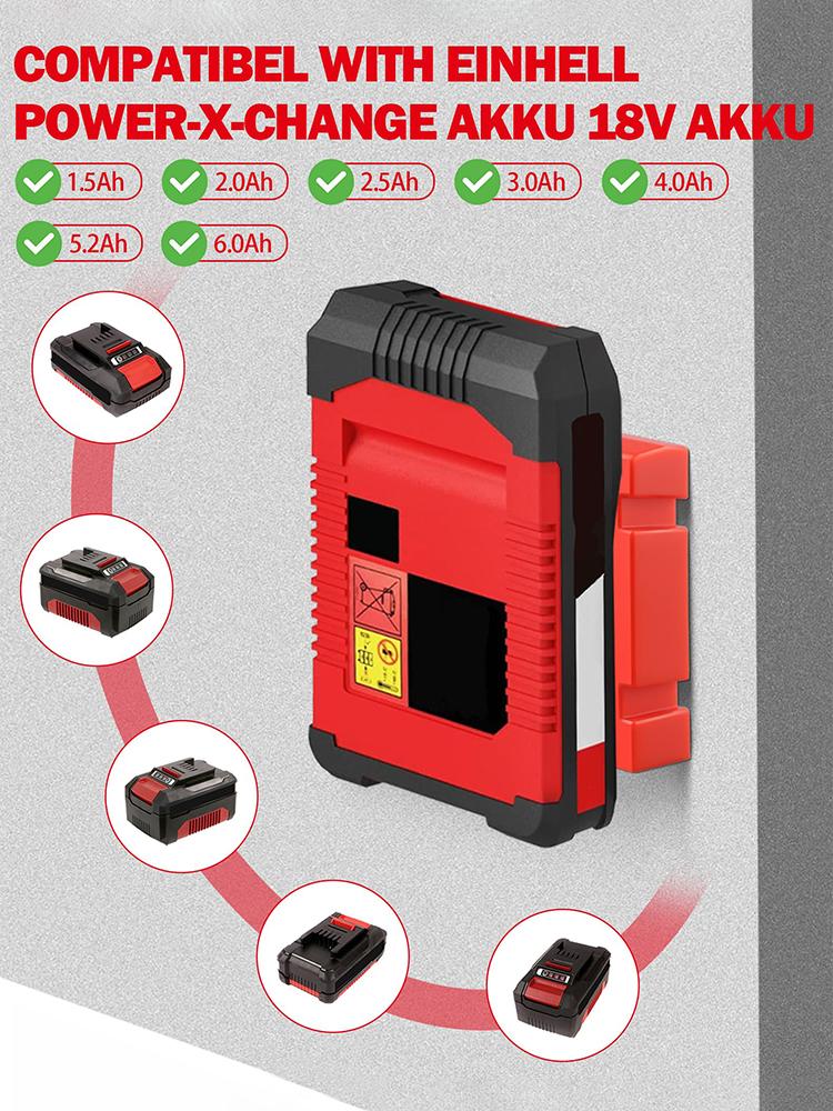 6PCs/Set Splicable Wall Mount Battery Holder For Einhell Power X-Change 18V Battery Dock Holder Battery Storage Fixing Brackets