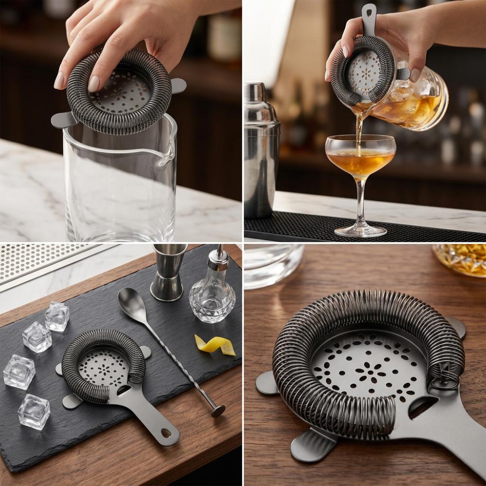 Stainless Steel Bar Strainer Mirror Polished Bartender Ice Filter Cocktail Strainer Restaurant