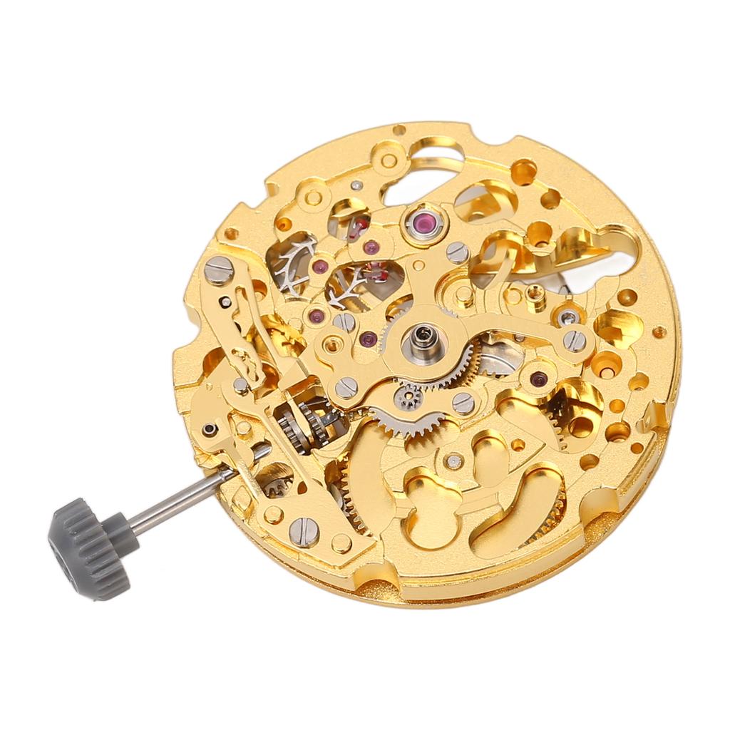 8N24 Watch Movement Golden Alloy Automatic Hollow Out Watch Replacement Movement Part
