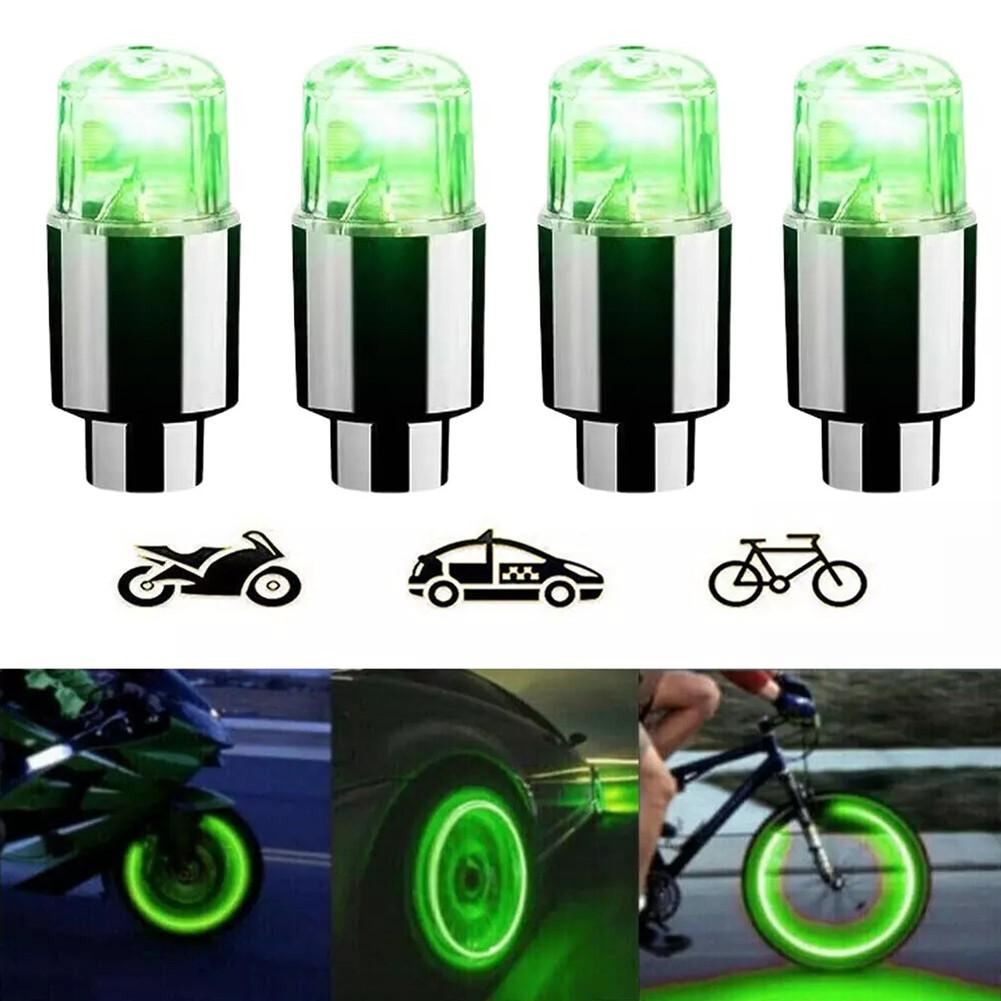 Tire Valve Cap Light Kit with Colorful LEDs Set of 4 Waterproof Design