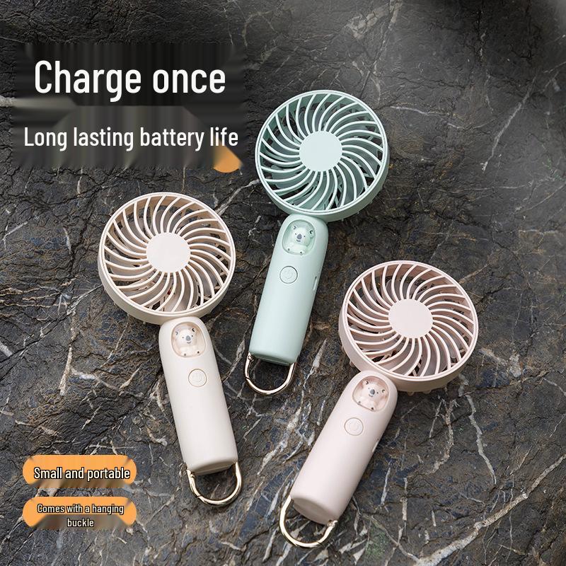 Cartoon USB Rechargeable Mini Handheld Fan - Cute, Strong Wind, Portable Outdoor Use