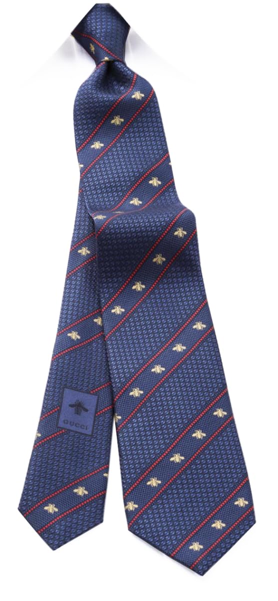 Gucci Navy Striped Tie GUJ-830 [Used]