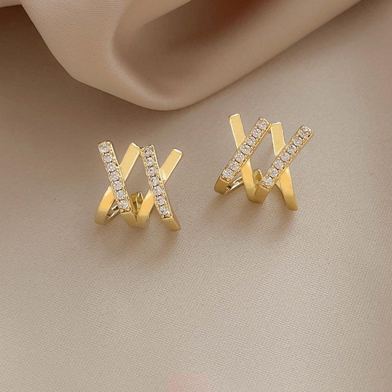 

Серьги-гвоздики Design Sense в форме креста с инкрустацией из циркония и золота, роскошные аксессуары для вечеринок для женщин