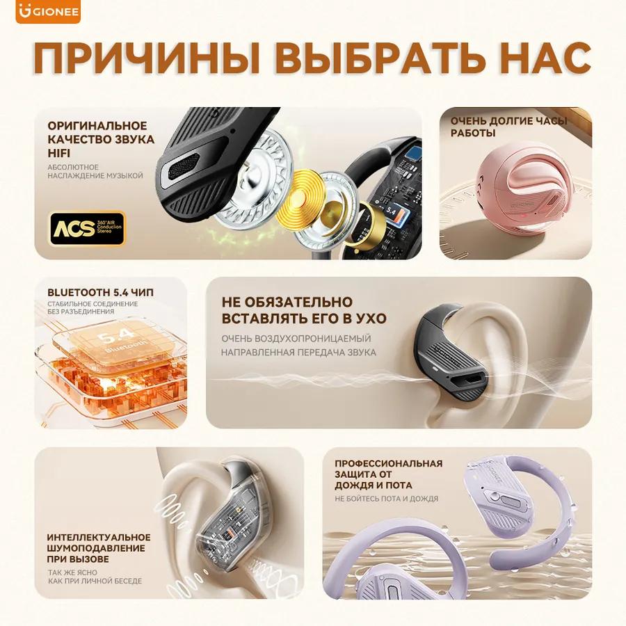 Wireless Headphones with a Microphone, Sports Headphones with Active Noise Reduction, Bluetooth, USB Type-C, Purple