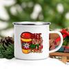 Santa Deer Truck Print Creative Enamel Cups Christmas Party Drink Juice Hot Cococ Cup Mugs Handle Mug Gifts for Family Friends