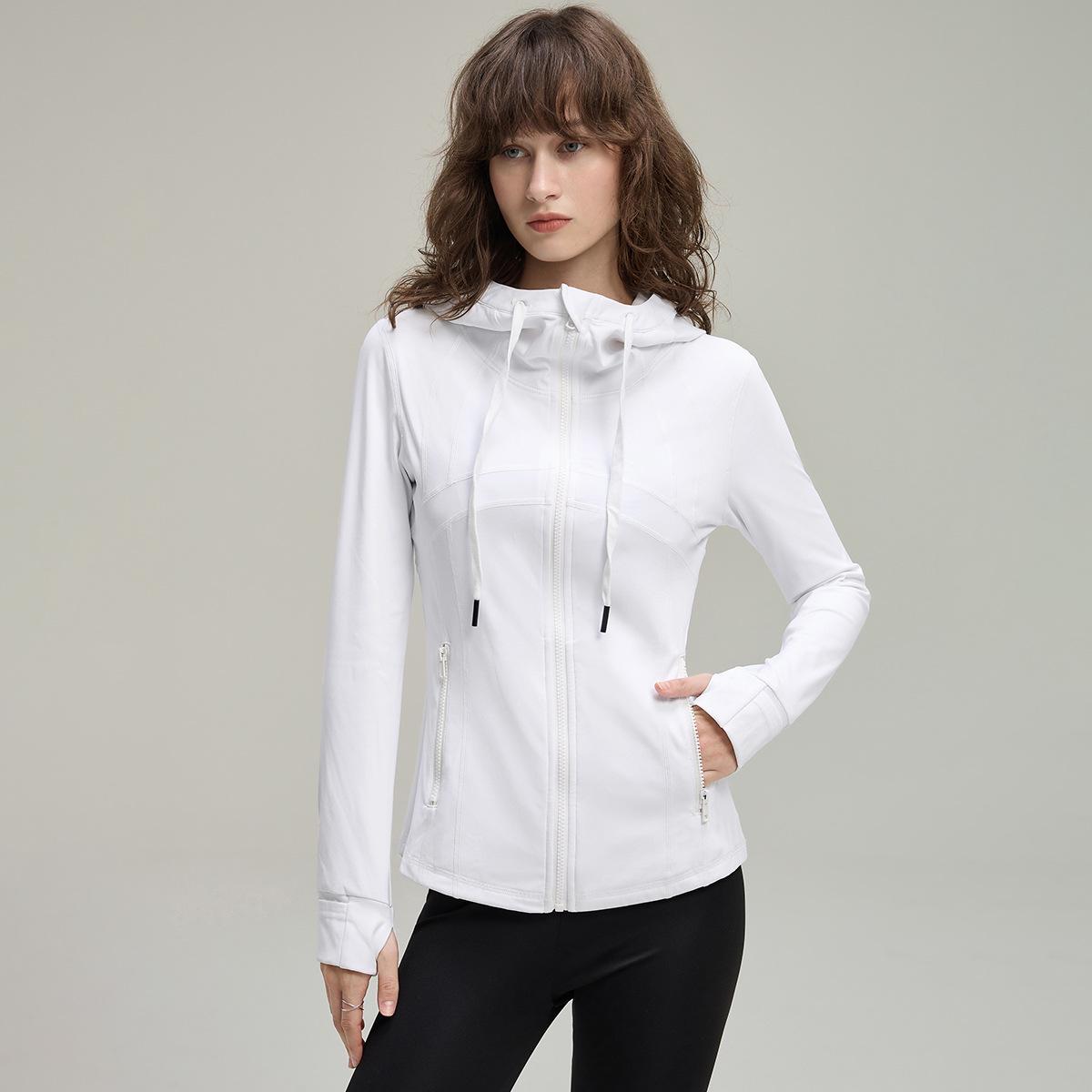 

Женская спортивная куртка с капюшоном приталенного кроя с начесом для бега и йоги Extra Extra Large белый