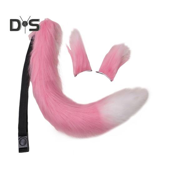 Fox Ears Tail Set Handmade Plush Animal Cosplay Props Realistic Design Role Play Halloween Party Accessories