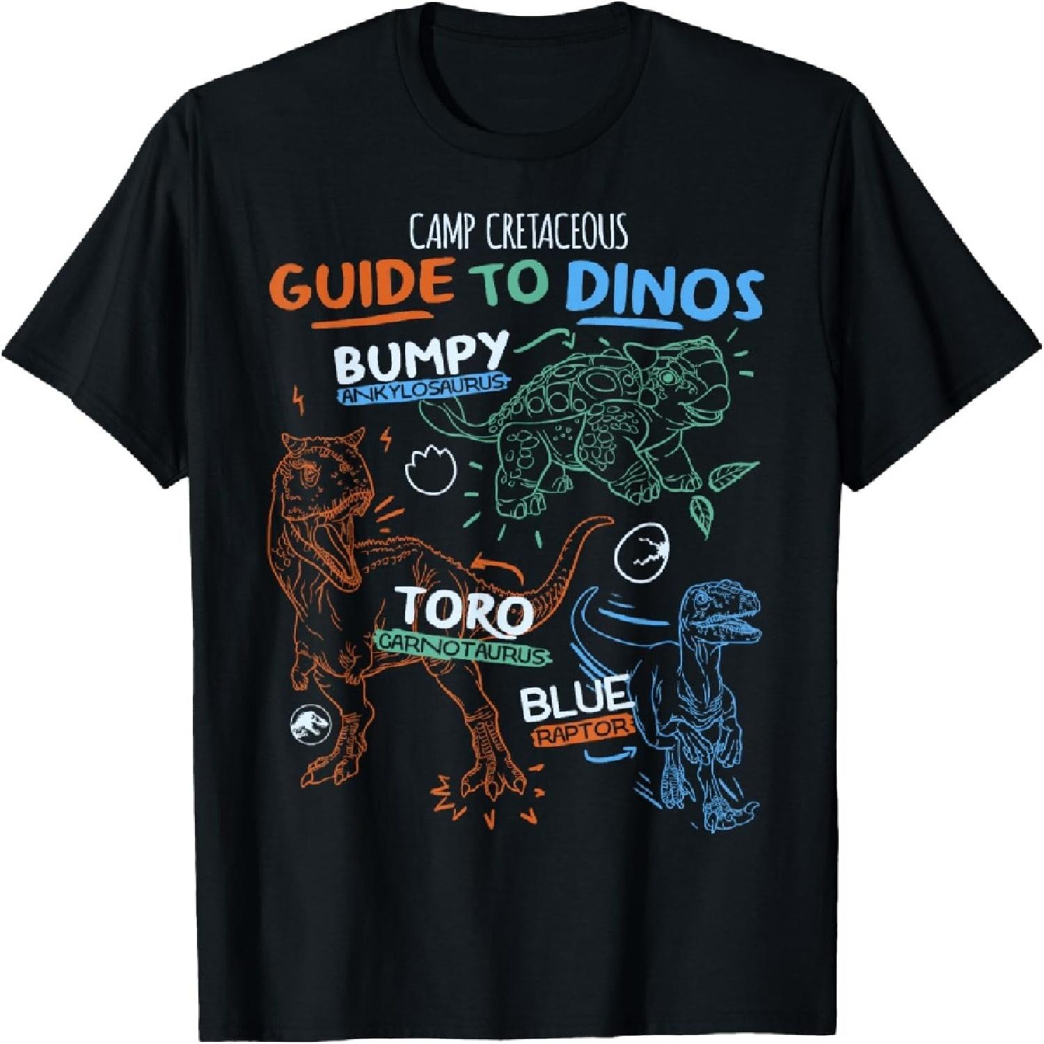 

Jurassic World Camp Cretaceous Guide To Dinos Line Art T-Shirt XXXXXL