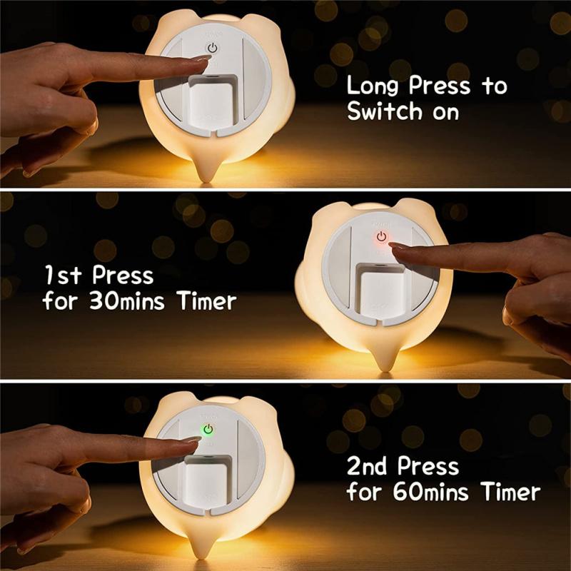 Silicone Cute Dog-shaped Led  Night  Light Touch-sensor Remote Control Timer Rechargeable 7 Colors