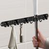 Wall Mounted Rack Space Saving Brooms Organizer Storage Solution for Bathroom