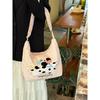 Japanese Cute Puppy Embroidered Cotton Bag 2025 Autumn and Winter New Large-capacity Commuter Tote Bag Niche Messenger Bag