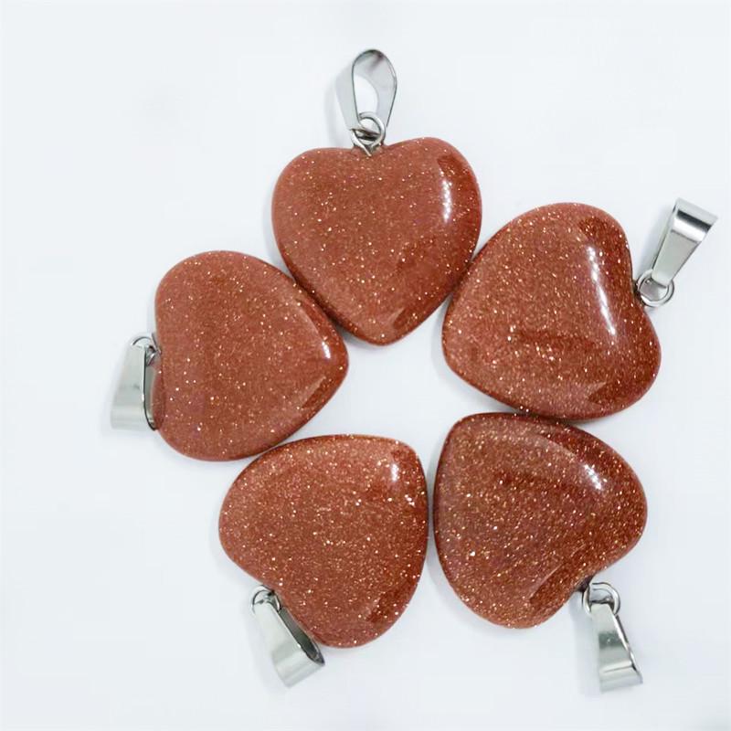 Heart-Shaped Natural Agate Pendant Necklace - 20mm Crystal Stone