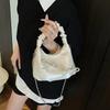 Niche Simple Bow Pleated Handbag Women's 2025 Summer New High-end Messenger Dumpling Bag