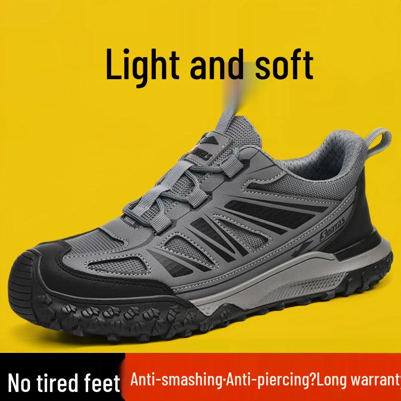 Men's Summer Breathable Steel Toe Safety Work Shoes - Anti-smash, Anti-puncture, Insulated for Construction Workers
