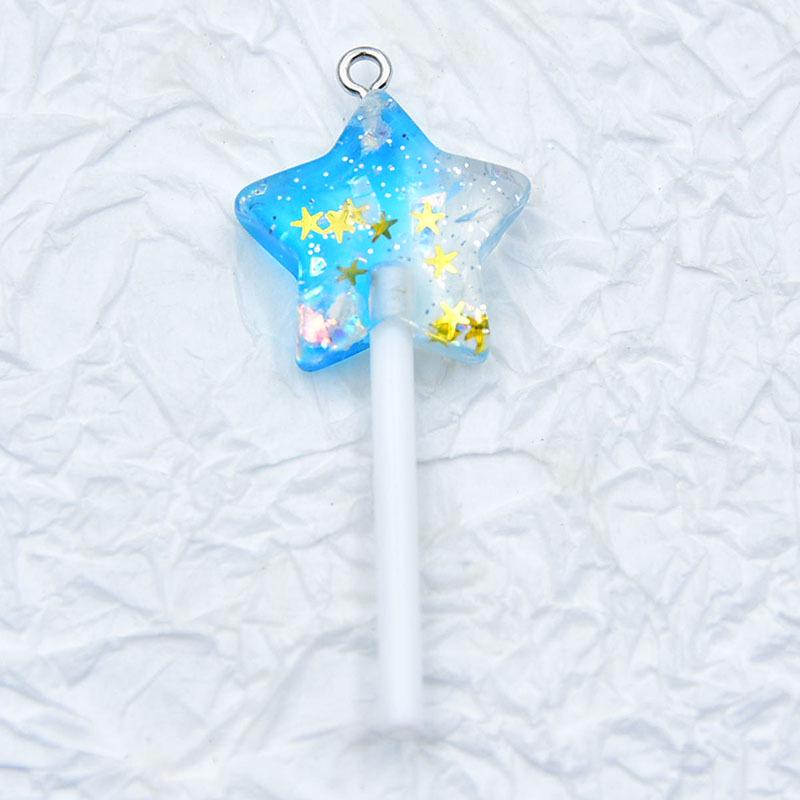 Two-Color Resin Glitter Star & Seashell Lollipop Earrings/Pendant DIY Accessories