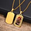 Men Personalize Engrave Name Square Customizable Photo of Family Necklaces, Picture Words Date Pendant,Keepsake Gifts Collar