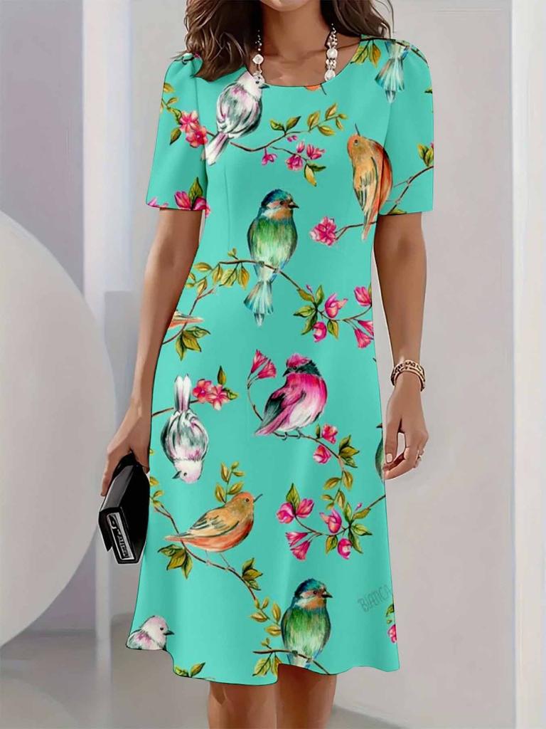 New summer mid-length dress 3D printed design casual for outings and parties