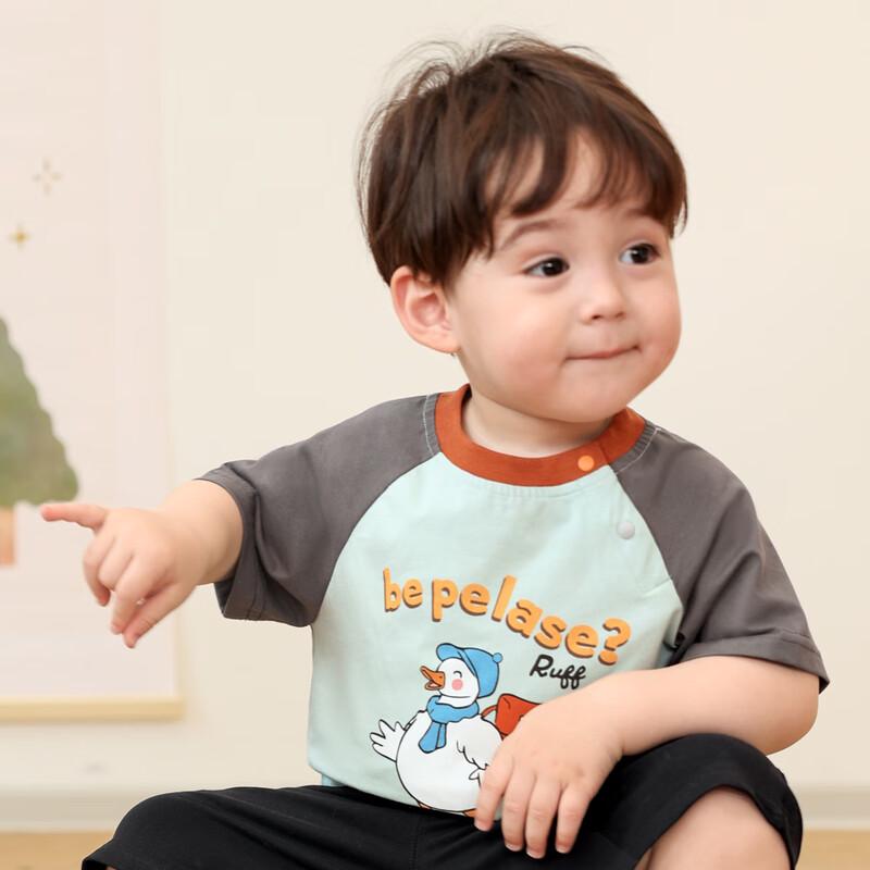 LUSON Baby Boy Color-Block Raglan Short-Sleeve T-Shirt