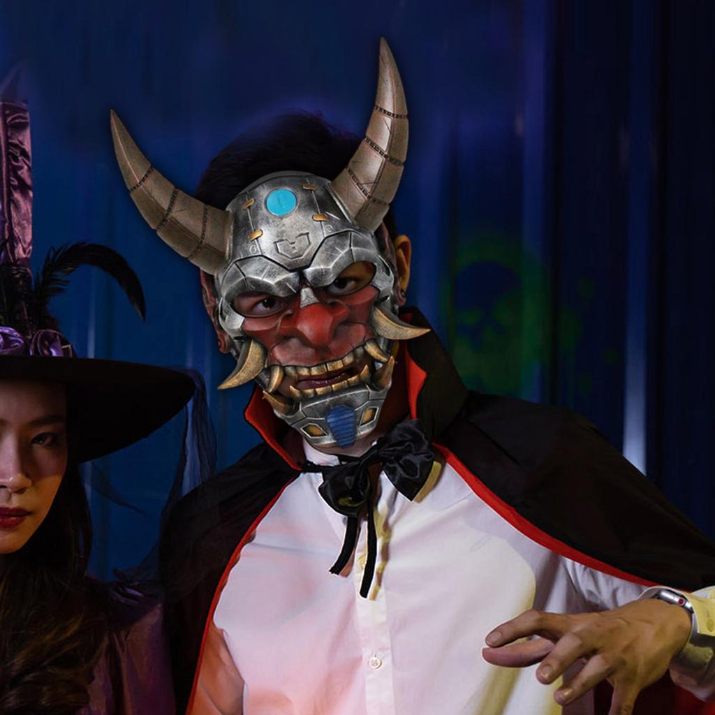 Halloween Japanese Mechanical Hannya Cos Dress Up Props Dance Party Resin Mask