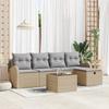 Garden Sofa Set with Cushions and Storage 6 Pcs Beige Poly Rattan