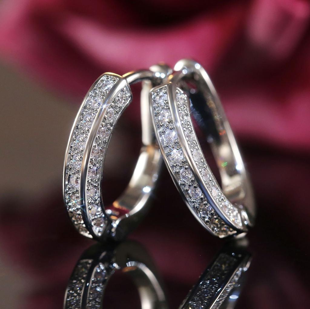 U-Shaped Geometric Zircon Ear Buckle, Super Flash Full Diamond Earrings Ear Buckle Women