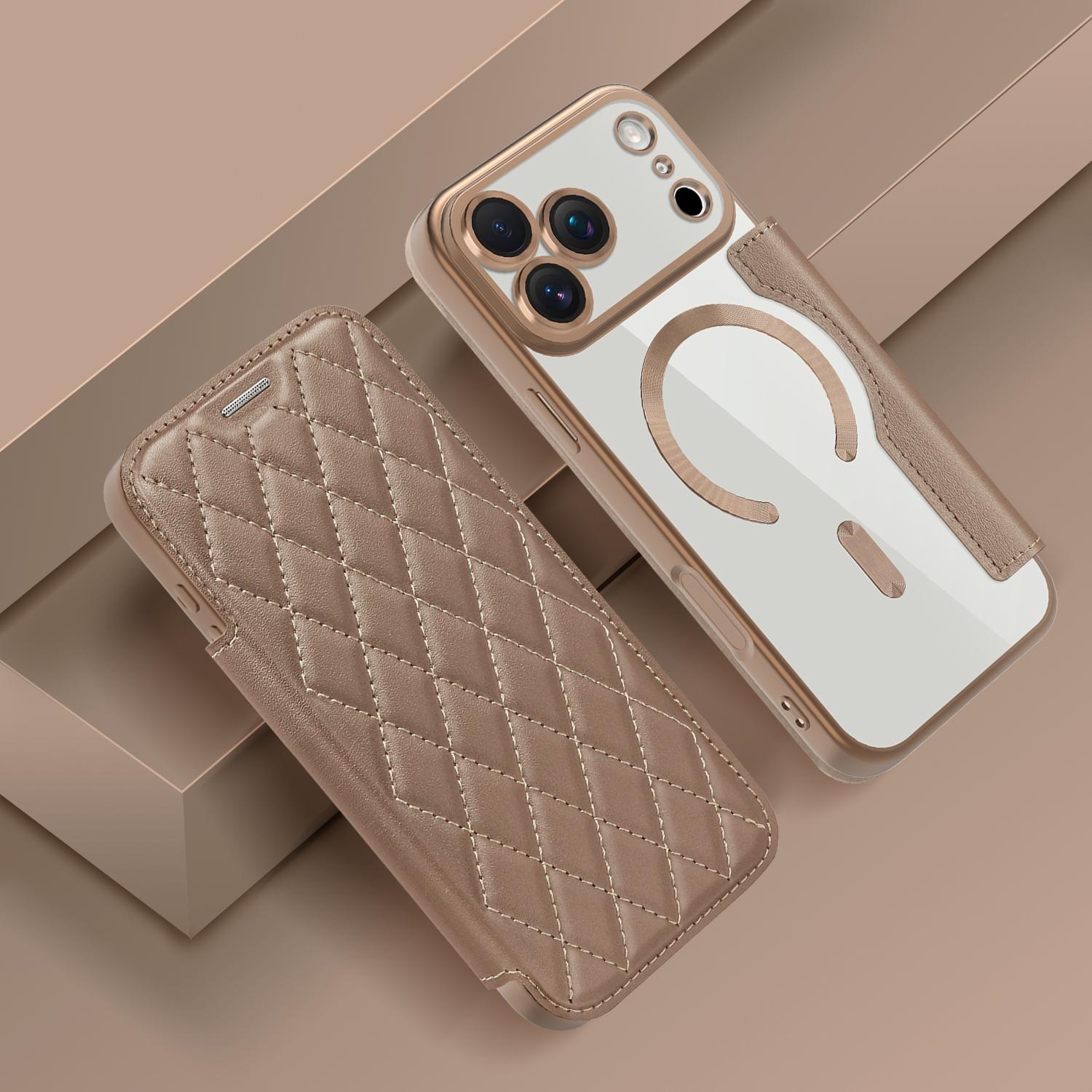 

Магнітний шкіряний чохол-гаманець для iPhone 17 Air 17Pro Max 15 Pro Max 16 Plus 13 12 11, бездротова зарядка, відкидна кришка, Magsafe, тримач для карток iPhone 16 Pro Max золотий