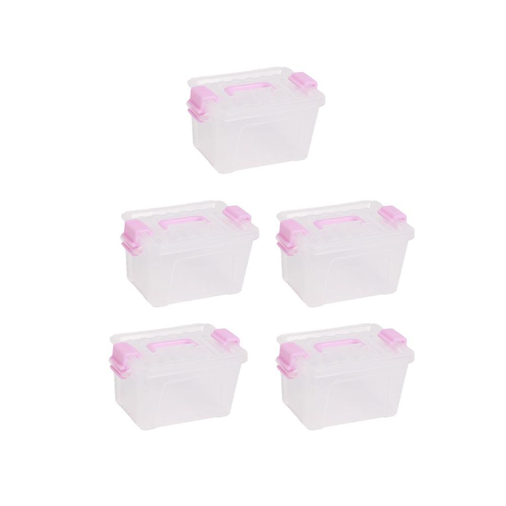 5pcs Nail Art Box Mini Storage Box Transparent Dustproof Beading Storage Case Waterproof Plastic Mini Storage Drawer Ornament