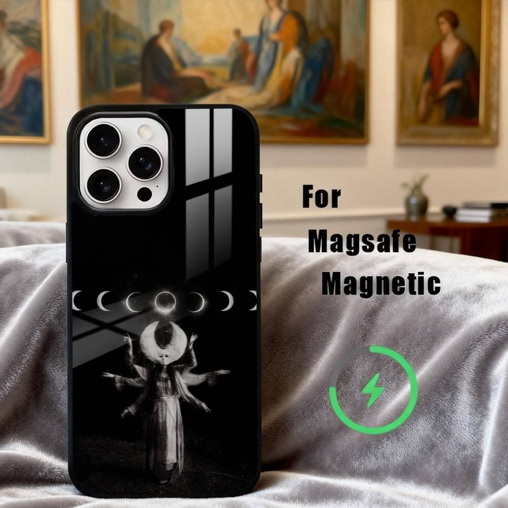 O-Occult W-Witchcraft Moon Gothic Phone Case For iPhone17,16,15,14,13,12,11 Plus,Pro Max Magnetic For Magsafe Wireless Charging