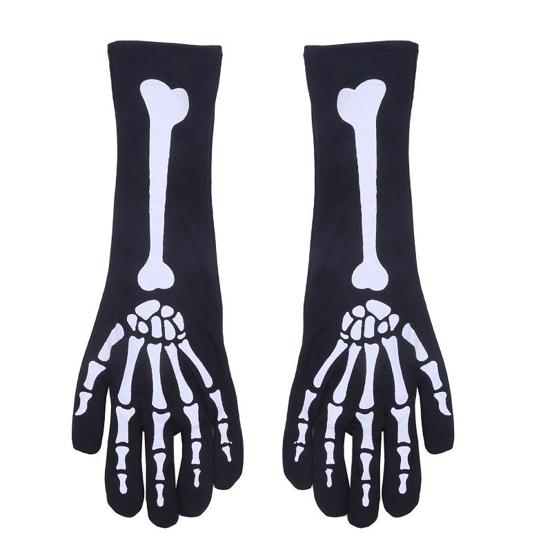 Adult Halloween White Skeleton Gloves Fashion Skull Mitten Ghost Claw Skull Glove Stretch Cosplay Goth Mittens Accessories