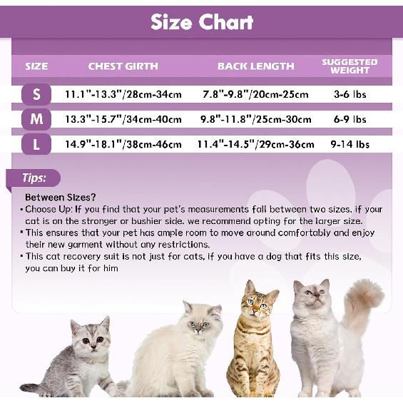 SAWMONG Cat Surgery Recovery Suit,Breathable Cat Onesie After Surgery Spay Surgical,E-Collar Alternative Non-Lick Pet Body Suit Purple S
