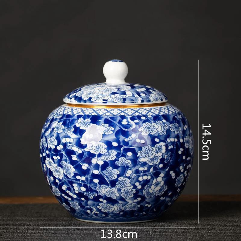 Blue and White Porcelain Tea Canister Ceramic Tea Organizer Box Storage Jars Desk Decoration Tea Jar Coffee Container Teas Caddy