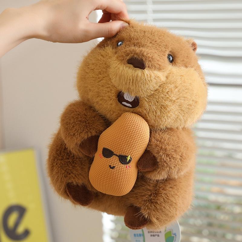 Nice 22cm Cute Lifelike Groundhog Holding Nut Plush Toys Simulation Marmot Soft Doll Stuffed Animal Pillow Kid Birthday Gift