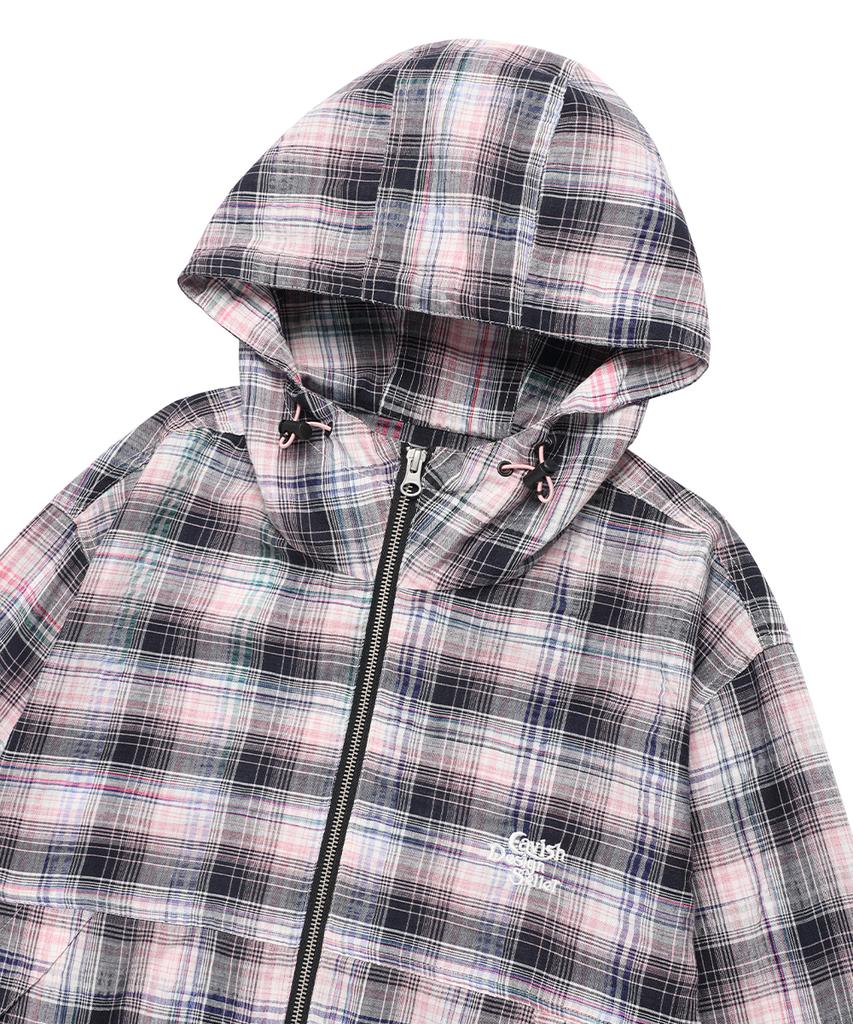 Cavish Hooded Check Wind Breaker Pink(Cv2Fsub962A)