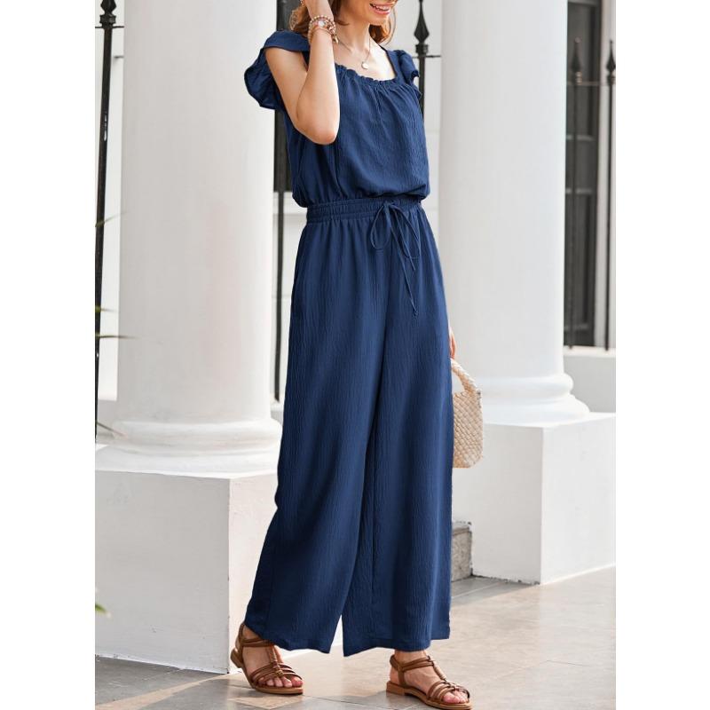 YYFS Moda dame ocazional vară primăvară imprimeu culoare uni fără mâneci decolteu pantaloni cu talie înaltă salopete și salopete