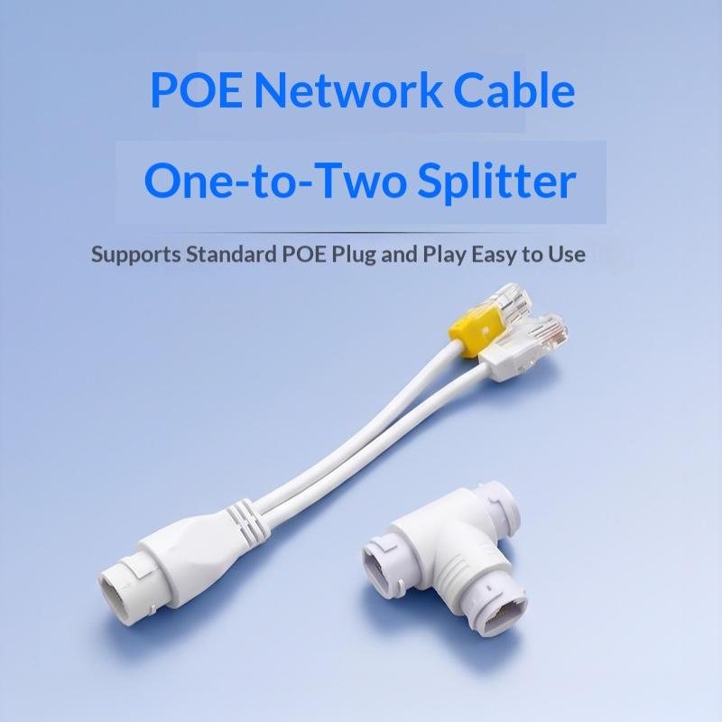2 In 1 POE Splitter Adapter 3 Way RJ45 Connector Durable Stable Transmission for CCTV IP Camera Security Monitoring System