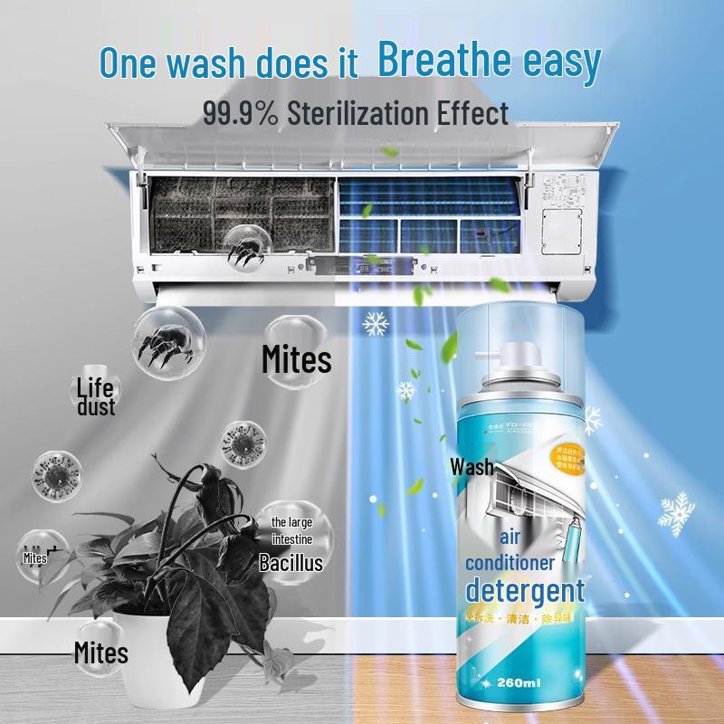 Wall-Mounted Air Conditioner Deep Cleaning & Deodorizing Foam - No Disassembly or Washing Needed
