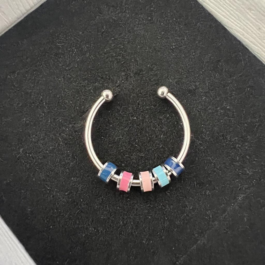 Yerik Stainless Steel Drip Oil Rotate Bead Anxiety Rings for Women Fashion Colorful Enamel Unisex Fidget Ring Trendy Jewelry
