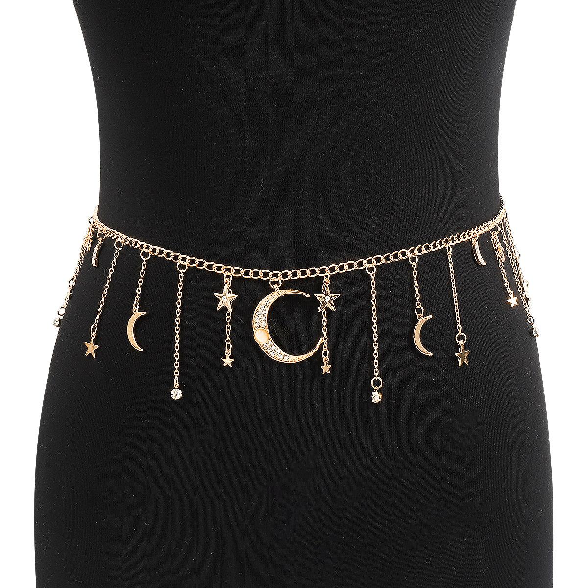 

Fashion Sexy Waist Jewelry Versatile Crystal Star Moon Sun Pendant Tassel Belly Waist Chain For Women Dress Accessories