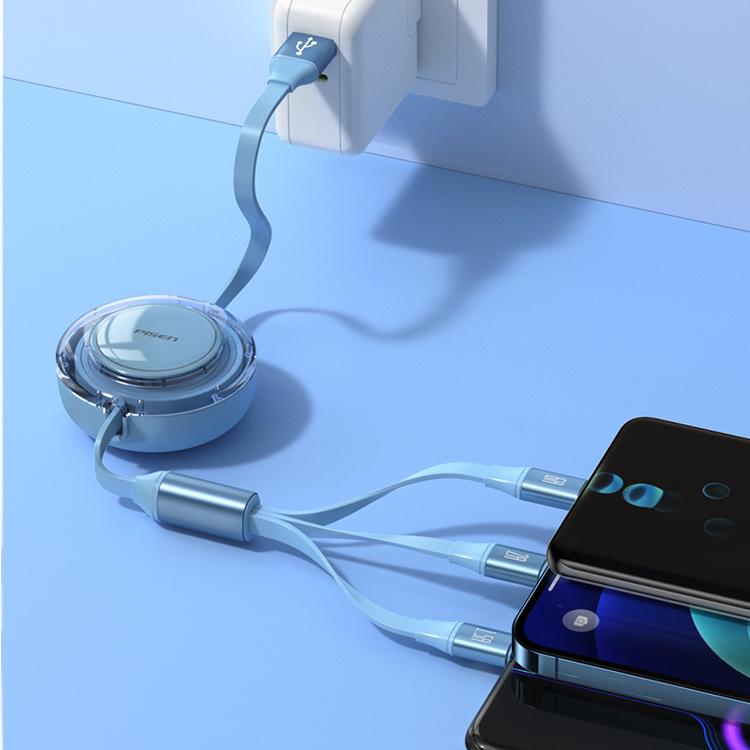 PISEN 100W Retractable 3-in-1 Cable for Apple & Huawei Fast Charging