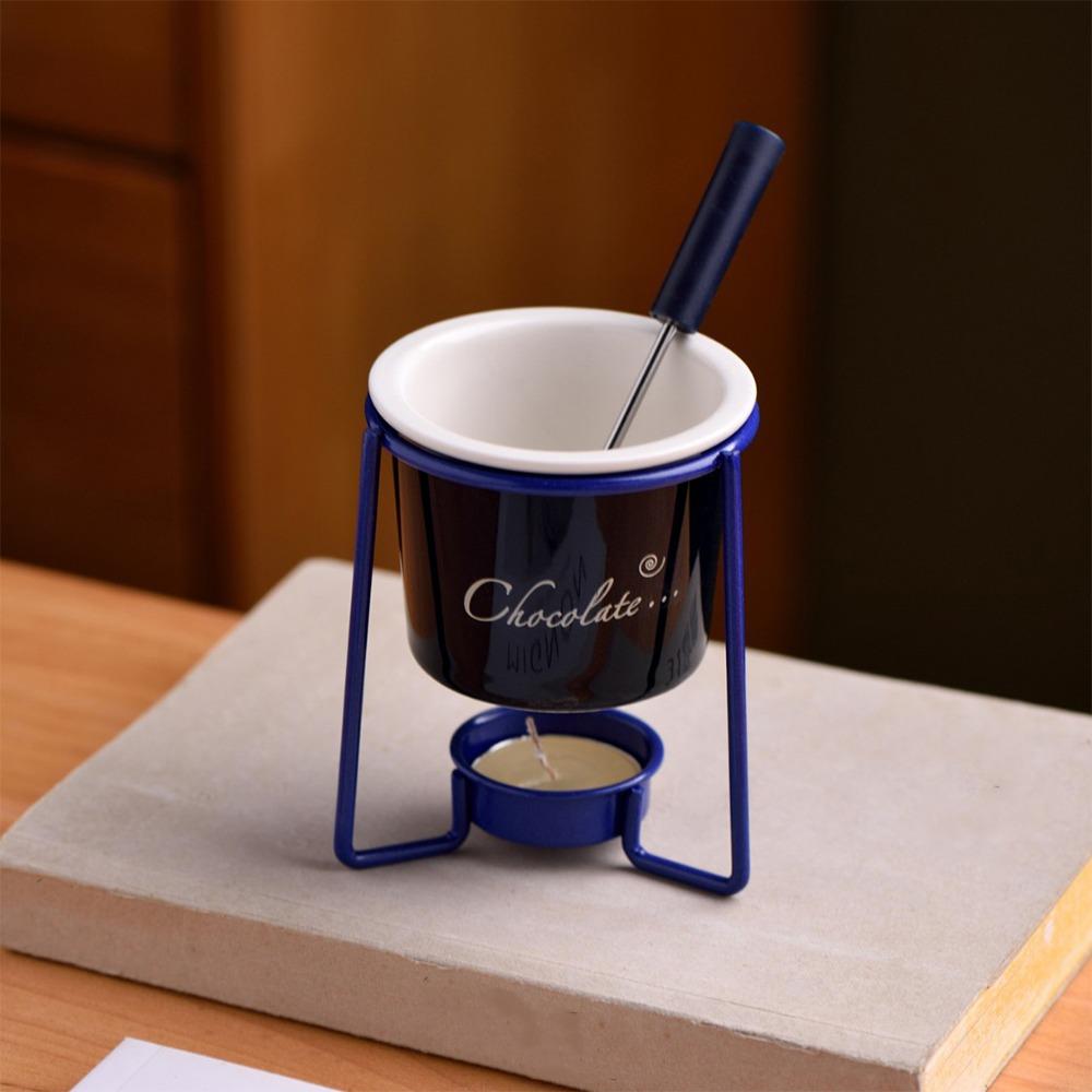 Detachable Fondue Cup With Fork Candle Pot Multi-function Ceramic Mug  Cheese Melting