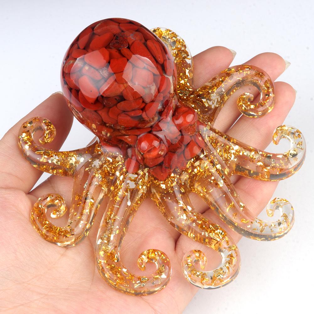 Cartoon Ornaments Natural Stone Lapis Lazuli/Agates Chakra Octopus-Shaped Decorative Ornament Home Handicrafts