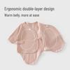 Infant Pure Cotton Long Sleeve Bodysuit with Off-Center Placket - Newborn Spring Romper