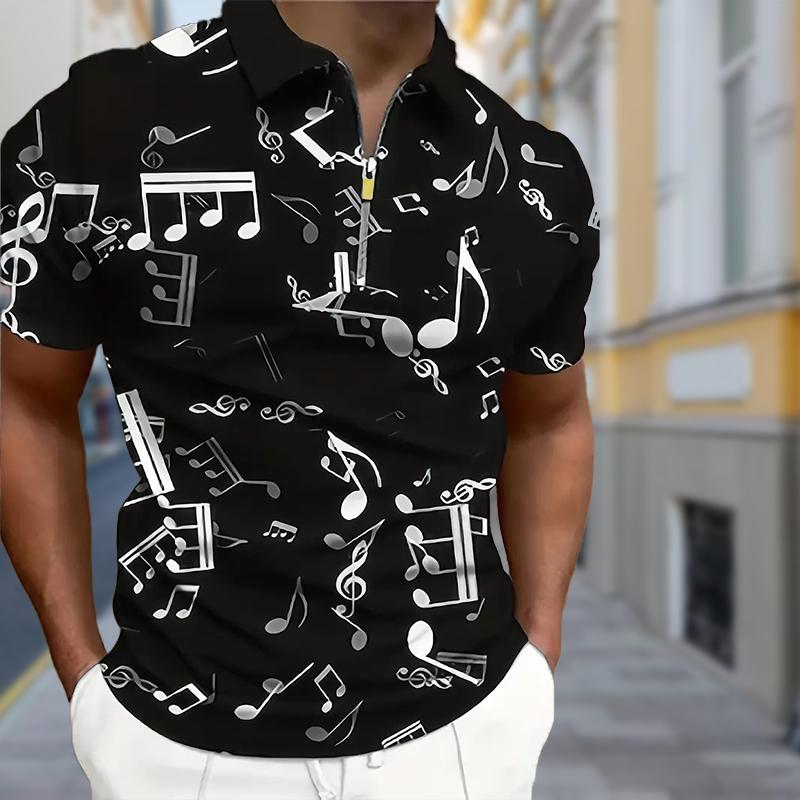 Herrenhemd Polo Lässig Reißverschluss Kurzarm Mode Lässig Reißverschluss Sommer Frühling Normale Passform 3D Farbiger Gitterdruck Hemd