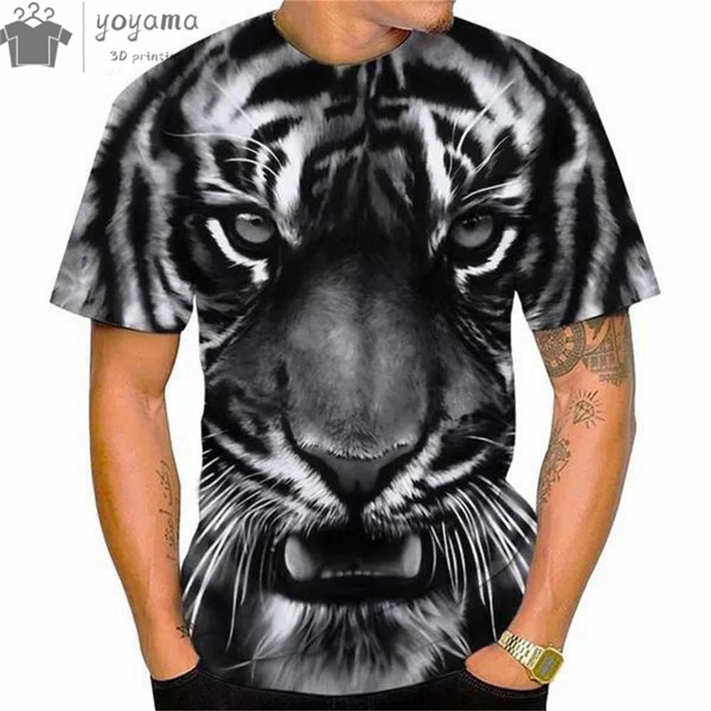 Fashion Trends 3d Print Tiger Pattern Men's Clothing Loose T-Shirts For Men Oversized T-Shirt Short Sleeve Tee Tops
