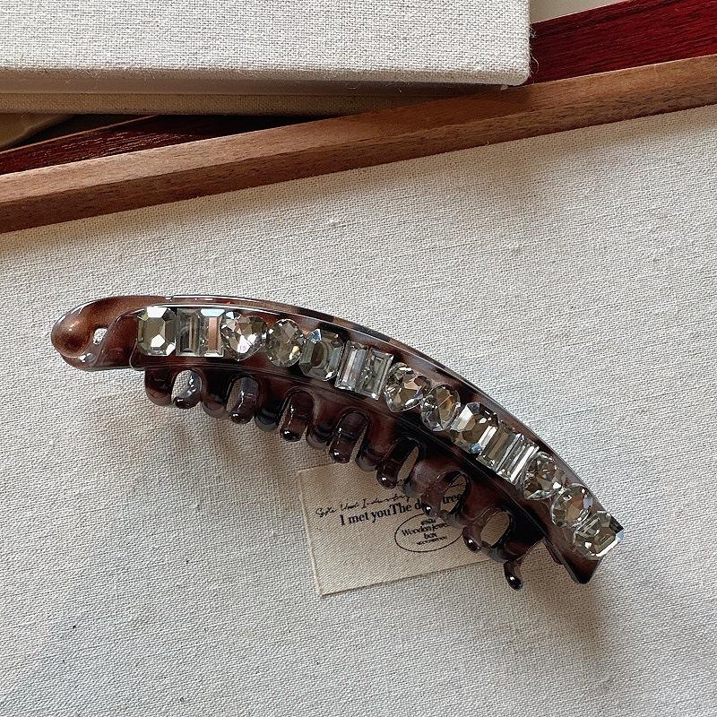 Кристальная заколка-банан класса люкс, Зубчатая вертикальная заколка, Заколка для хвоста, Универсальная вертикальная заколка для волос, Аксессуар для волос со стразами