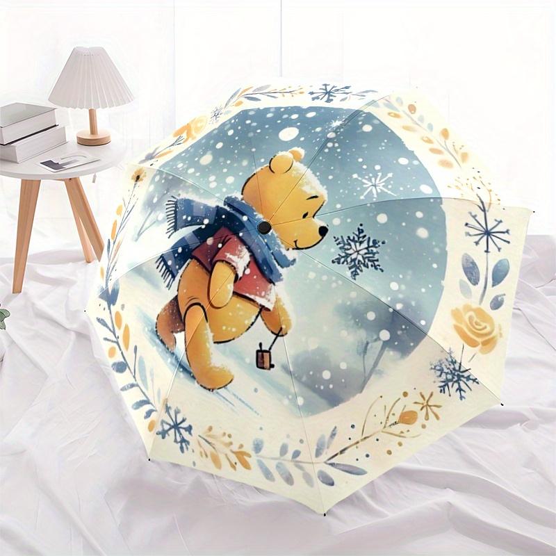 

1pc Winnie the Pooh s Winter Wonderland Fully Automatic Folding Portable Umbrella, 8 Iron Frames, Three-Fold Design, Suitable for All Season